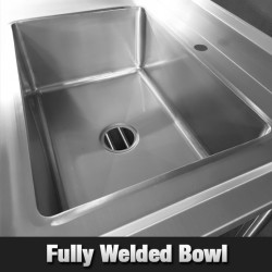 Stainless Steel Left Single Sink Bench 1500mm - Pipe Undershelf - FSA-1-1500L